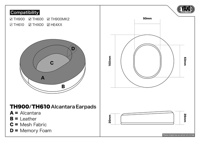 Alt view image 2 of 6 - Comfort TH900/TH610/TH600/TH-X00 Earpads (1pair Alcantara+1pair Leather)