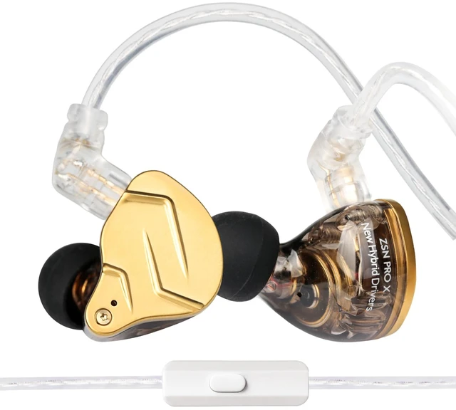 Main image of KZ ZSN PRO X Dual Driver Earbuds Headphone, HiFi Stereo Sound Earphone KZ IEM Earbud Headphone with Balanced Armature and Dynamic Driver Ergonomic Comfortable Headset (Golden with Microphone)