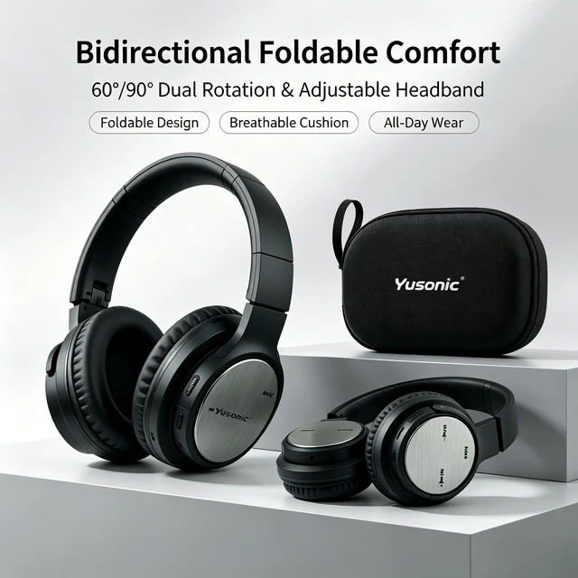 Alt view image 4 of 7 - BS660 Bluetooth Headphones, 40mm Deep Bass Over Ear Wireless Headset with Bluetooth 5.3, Invisible Touch Control, 400Mha Battery, Foldable Comfort Earpads with Portable Carry Case for Travel