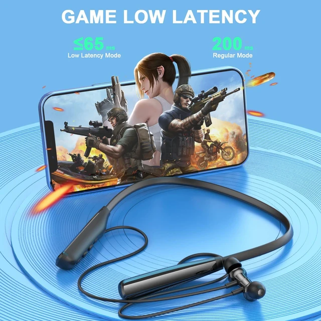 Alt view image 3 of 7 - Neckband Headphones Bluetooth 5.4 with Microphone, Wireless Stereo Neckband Earbuds, LED Display, 80 Hrs Play Music,Waterproof Earphones, in Ear Headset for Music, Sport, Workout, Outdoor