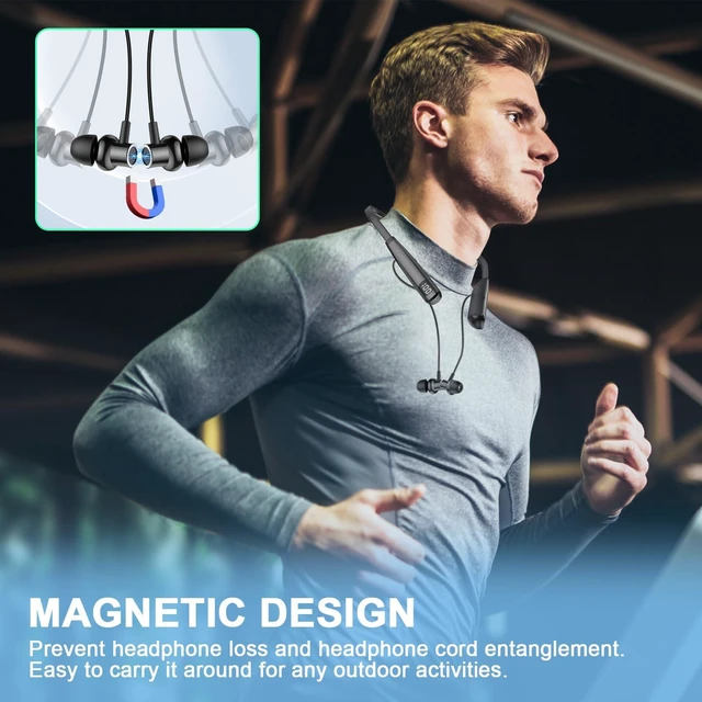 Alt view image 5 of 7 - Neckband Headphones Bluetooth 5.4 with Microphone, Wireless Stereo Neckband Earbuds, LED Display, 80 Hrs Play Music,Waterproof Earphones, in Ear Headset for Music, Sport, Workout, Outdoor