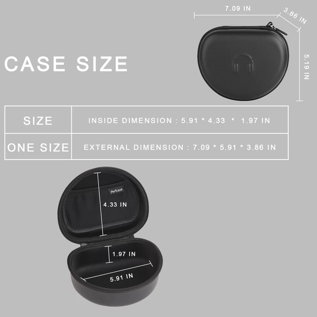 Alt view image 3 of 7 - Headphone Case for BERIBES WH202A/305B, Skullcandy Crusher Evo/ANC 2, TOZO Hard Shell EVA Portable Carrying Case for Foldable Over-Ear Headphones, with Mesh Pocket for Cable, Black