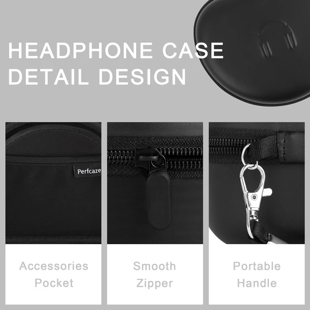 Alt view image 5 of 7 - Headphone Case for BERIBES WH202A/305B, Skullcandy Crusher Evo/ANC 2, TOZO Hard Shell EVA Portable Carrying Case for Foldable Over-Ear Headphones, with Mesh Pocket for Cable, Black