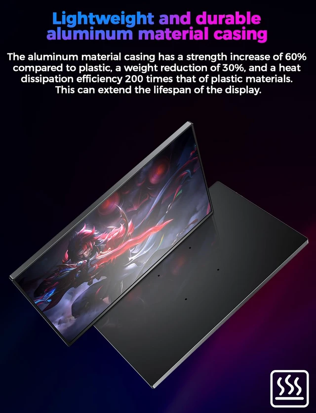 Alt view image 5 of 7 - 16" 2.5K Portable Monitor,2560x1600 QHD 16:10 400 Nits Portable Gaming Monitor for Mac Laptop Phone PS4/5 Xbox Switch,External Second Screen Built-in Speakers