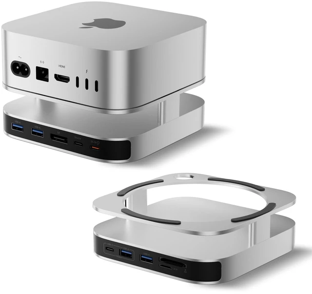 Main image of Mac mini M4 Dock, Mac mini M4 Stand with NVMe SSD Enclosure, 4K DisplayPort Hub for Mac mini M4 &M4 Pro (2024), 10 Gbps 1 x USB C & 1 x USB A 3.2, 5 Gbps 3 x USB A 3.0, SD/TF 170 MB/s