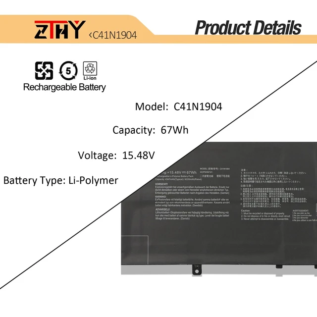 Alt view image 2 of 7 - C41N1904 Laptop Battery for Asus Zenbook Flip 13 UX363 UX363EA UM425IA S435 UX363JA ZenBook 14 UX425 UX425EA UX425JA UM425UAZ 13 UX325 UX325EA UX325JA BX325 UX393EA VivoBook S14 S435E S435EA UX371EA