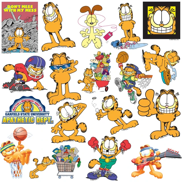Alt view image 3 of 6 - Garfield Set 3 100 Sticker Pack Waterproof Vinyl Decals Officially Licensed Garfield Stickers Great for Water Bottles, Skateboards, Luggage, Laptops, Bumpers & Cars