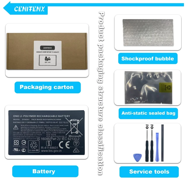 Alt view image 5 of 6 - DYND01 Battery Replacement for Microsoft Xbox Elite Series 2 Controller Battery Model 1797 (3.8V,7.79Wh,2050mAh) with Repair Tool Kit