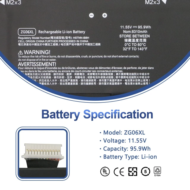 Alt view image 2 of 7 - ZG06XL Laptop Battery for HP Elitebook 1050 G1, ZBook Studio G5 X360 G5 95.9Wh Models HSTNN-IB8H HSTNN-1B8H HSN-Q11C ZGO6XL L07045-855 L07351-1C1 L07046-855 11.55V 0G74G