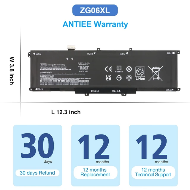 Alt view image 6 of 7 - ZG06XL Laptop Battery for HP Elitebook 1050 G1, ZBook Studio G5 X360 G5 95.9Wh Models HSTNN-IB8H HSTNN-1B8H HSN-Q11C ZGO6XL L07045-855 L07351-1C1 L07046-855 11.55V 0G74G