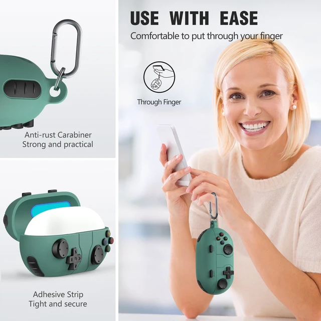 Alt view image 4 of 7 - Cases for Beats Solo Buds 2024 Case Cover, Retro Funny Shock-Proof Protective Silicone Compatible with Beats Solo Buds Wireless Earbuds with Cleaning Kit and Keychain Accessories-Green