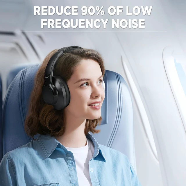 Alt view image 2 of 5 - Noise Cancellation Bluetooth Wireless Over Ear Headphones,Black Over-Ear, Bluetooth, 40H ANC Playtime, Soft Memory-Protein Earmuffs, Deep Bass,Wired Mode PC/Cell Phones/TV-Dark Grey