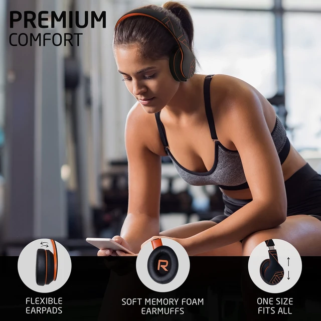 Alt view image 2 of 7 - Wireless Bluetooth Headphones, Over Ear Headphones with Microphone, 50H Playtime, HiFi Stereo Sound, Deep Bass, Soft Earmuffs, Foldable Lightweight Headphones for Travel/PC/Cell Phone