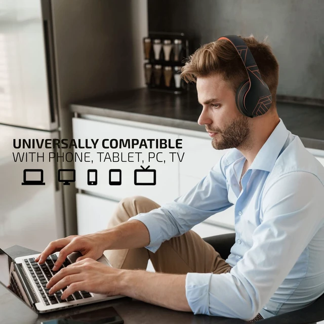 Alt view image 3 of 7 - Wireless Bluetooth Headphones, Over Ear Headphones with Microphone, 50H Playtime, HiFi Stereo Sound, Deep Bass, Soft Earmuffs, Foldable Lightweight Headphones for Travel/PC/Cell Phone