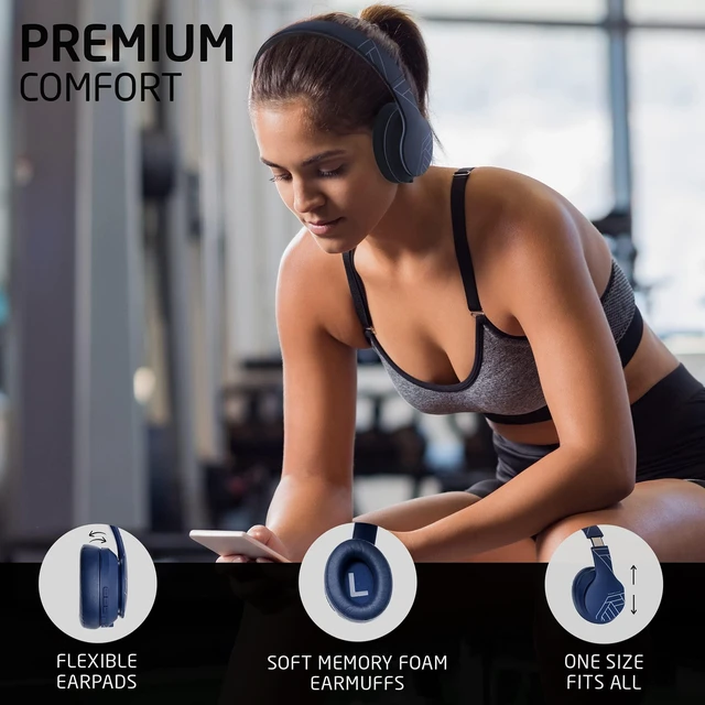 Alt view image 2 of 7 - Wireless Bluetooth Over Ear Headphones with Microphone, 50H Playtime, HiFi Stereo Sound, Deep Bass, Soft Earmuffs, Foldable Lightweight Headphones for Travel/PC/Cell Phone
