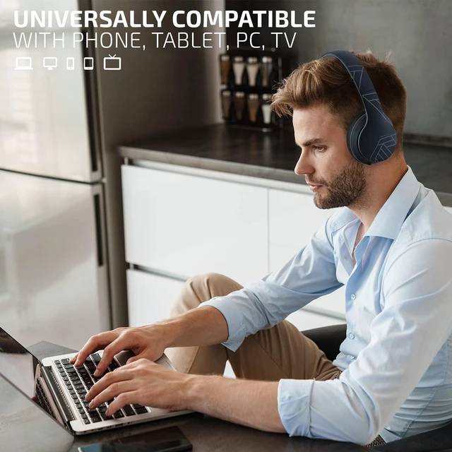 Alt view image 3 of 7 - Wireless Bluetooth Over Ear Headphones with Microphone, 50H Playtime, HiFi Stereo Sound, Deep Bass, Soft Earmuffs, Foldable Lightweight Headphones for Travel/PC/Cell Phone