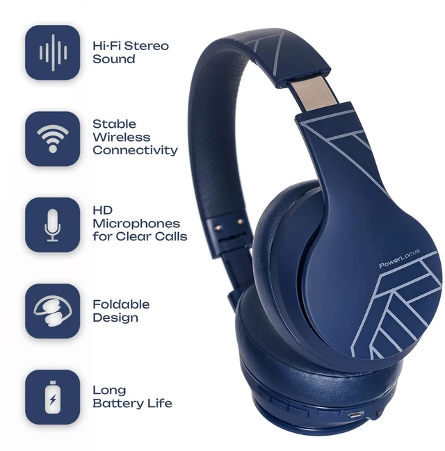 Alt view image 7 of 7 - Wireless Bluetooth Over Ear Headphones with Microphone, 50H Playtime, HiFi Stereo Sound, Deep Bass, Soft Earmuffs, Foldable Lightweight Headphones for Travel/PC/Cell Phone