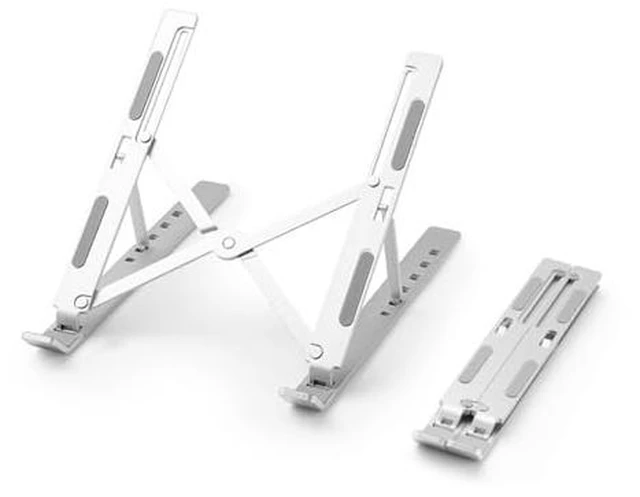 Main image of Foldable Laptop Stand, 7-Level Adjustable Aluminum Alloy Tablet Holder, Ultra-Thin Portable Notebook Riser for Desk, Office, Home, Travel (Silver,Aluminum Alloy)