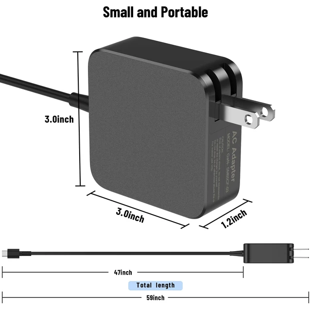 Alt view image 3 of 7 - 65W 60W USB C Charger Compatible with Steam Deck/ROG Ally X/Legion Go S For Asus ROG Xbox Ally X/Switch/Lite/OLED/MSI Claw/GPD Win/Onexplayer Gaming for Laptop Type C Fast Power Adapter