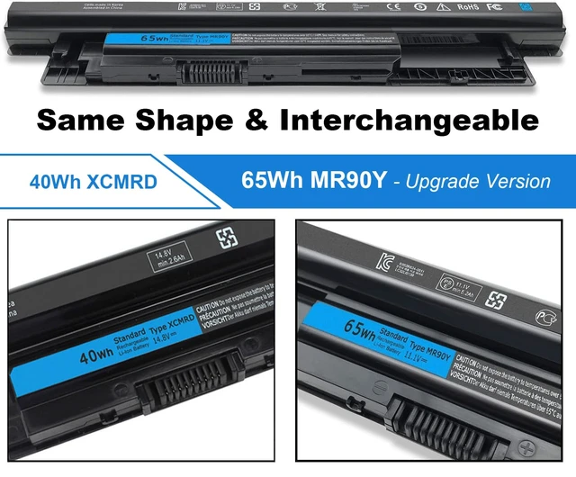 Alt view image 2 of 6 - 65WH MR90Y Battery - 40Wh XCMRD Upgrade Version for Dell Inspiron 15 3000 for Inspiron 15 3521 3537 3531 3543 3542 3541 3878 15R 5521 5537 17 3721 3737 17R 5737 5721 Latitude 3440 3540 P40F P28F P26E