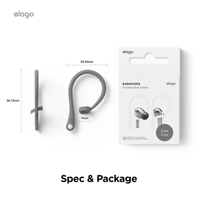 Alt view image 7 of 7 - Ear Hooks for Galaxy Buds 3/3 Pro Anti-Slip, Ergonomic Design, Comfortable Fit (Dark Grey)