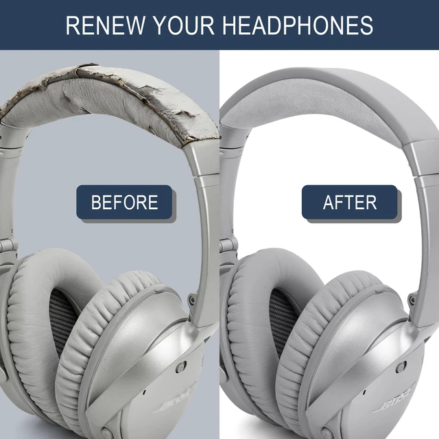 Alt view image 5 of 7 - Headband Cover for Bose QC35 & QC35 ii & QC45 - Silver for (QuietComfort35 & Quiet Comfort35 ii & QuietComfort 45) Headphones, Headstrap Pad Repair Part, Easy Installation