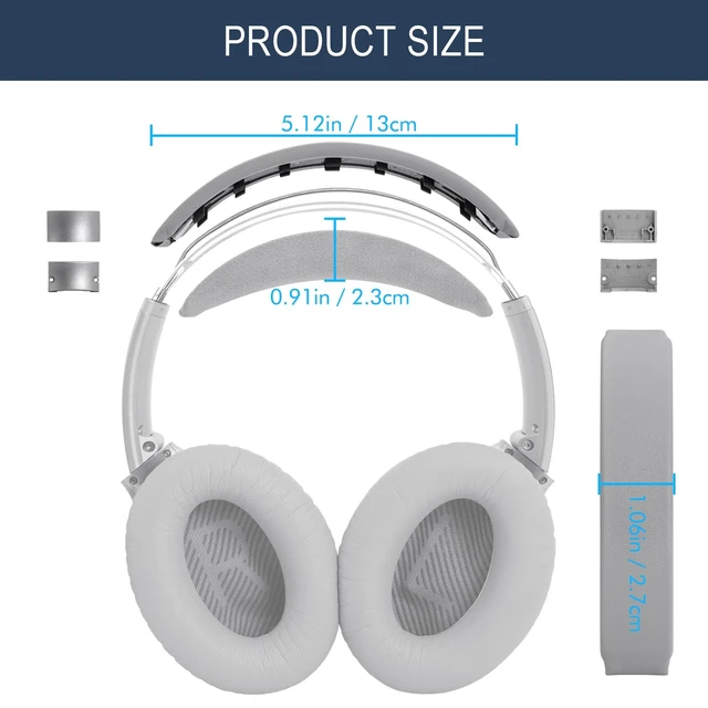 Alt view image 6 of 7 - Headband Cover for Bose QC35 & QC35 ii & QC45 - Silver for (QuietComfort35 & Quiet Comfort35 ii & QuietComfort 45) Headphones, Headstrap Pad Repair Part, Easy Installation