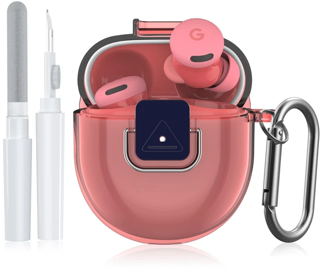 Main image of Case for Google Pixel Buds 2a Case Cover, Clear TPU Cover with Secure Lock Shockproof Protective Skin Case for Google Pixel Buds 2a 2025 with Keychain & Cleaner Kit for Girls Boy (Clear Berry)