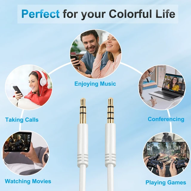 Alt view image 7 of 7 - Beats Headphones Replacement Audio Cable Cord 3.5mm to 3.5mm Aux Wire For Beats Solo2 Solo3 Solo4 Studio3 Wireless HD Pro by Dr. Dre Sony WH-1000XM4 WH-1000XM5, In-line Mic, Volume Control -White