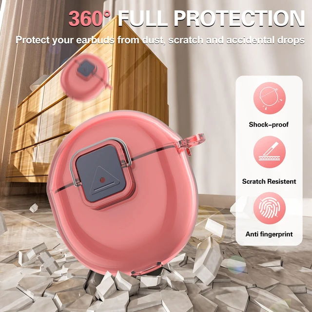 Alt view image 3 of 7 - Case for Google Pixel Buds 2a Case Cover, Clear TPU Cover with Secure Lock Shockproof Protective Skin Case for Google Pixel Buds 2a 2025 with Keychain & Cleaner Kit for Girls Boy (Clear Berry)