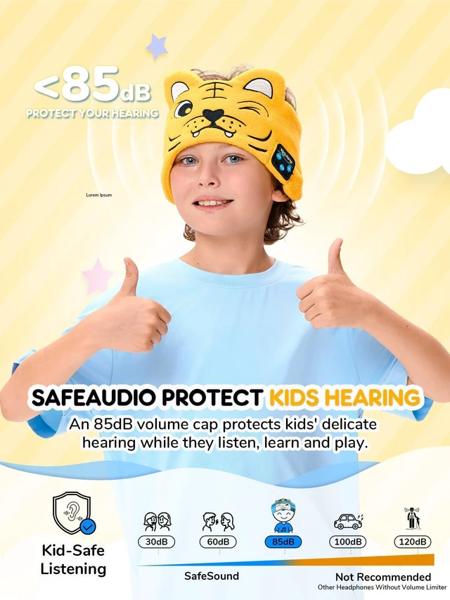 Alt view image 4 of 6 - Kids Headphones with Adjustable Headband, Toddler Headphones Safe Volume Limited with Built-in Speakers, Bluetooth & Wired 3.5MM Jack, Rechargeable Wireless Toddler Headband for Airplane Travel