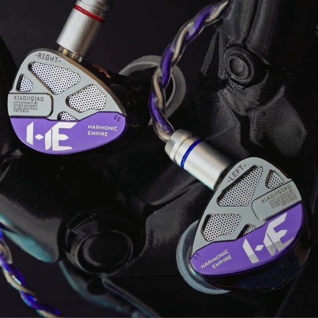 Alt view image 6 of 7 - HE Xiao Qiao Semi-open Single Dynamic In Ear Monitors, 10mm Graphene Diaphragm Dynamic driver IEM, Gaming IEM Earphones, HiFi Wired Earphones with back 5 Axis CNC Hyper Presicion Resin (Purple, 3.5mm)