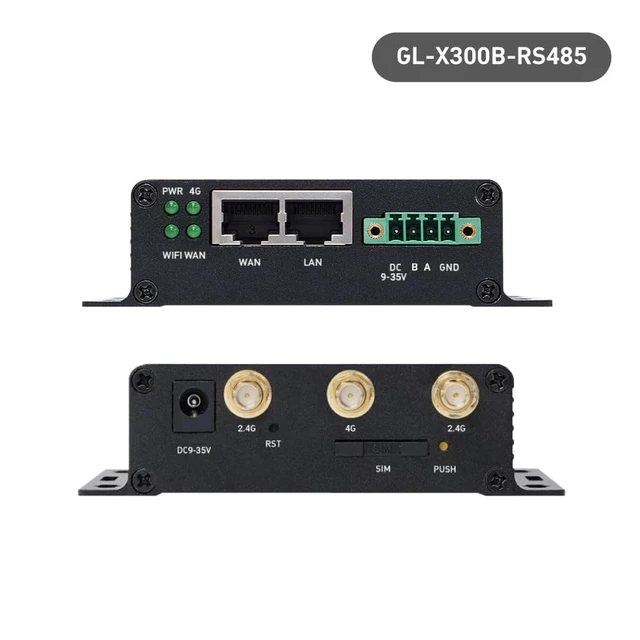 Alt view image 2 of 7 - GL-X300B Collie 4G LTE Industrial Wireless Gateway RS485 VPN Metal Casing, Detachable Antenna, RS485, Hardware Watchdog, 2.4GHz, VPN, OpenWrt, 9-36V Wide Voltage