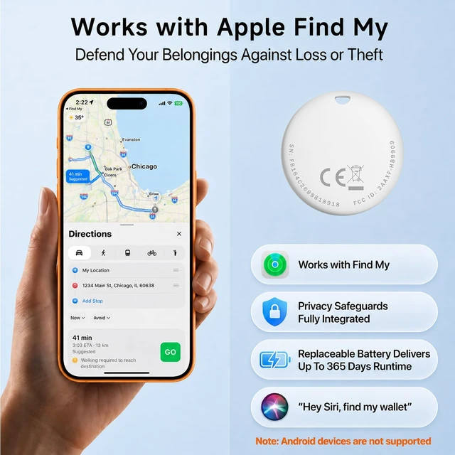 Alt view image 2 of 7 - Air Tracker Tag 1 Pack, Item Finder for Apple Find My (iOS Only)