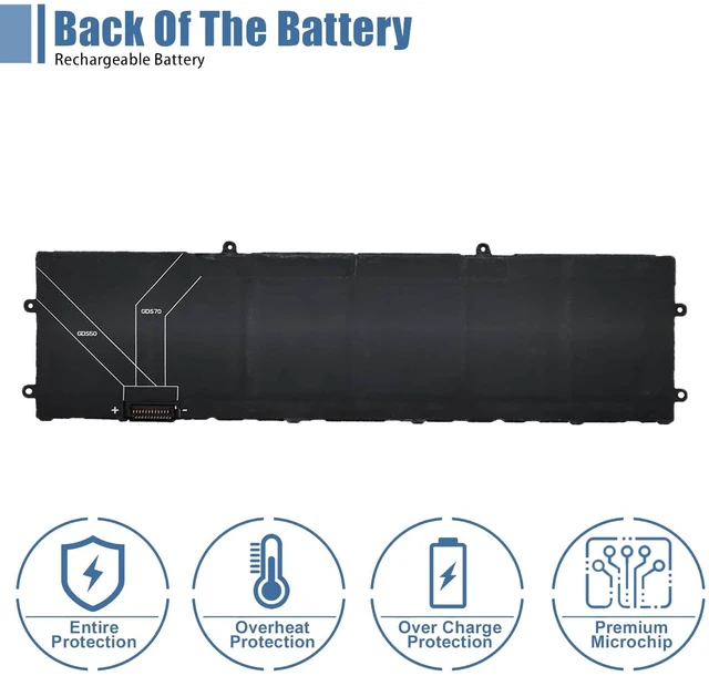Alt view image 4 of 6 - DWVRR Laptop Battery Replacement for Dell Alienware X15 R1 NAWX15R101 Series Notebook 817GN 11.4V 87Wh 7250mAh