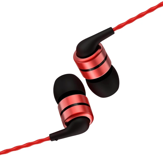 Main image of E80C Wired Earbuds, with Mic, Wide Soundstage, 3.5mm Jack, Red Built-in mic for calls, Immersive soundstage, Deep accurate bass, Comfortable fit, Durable alloy shell, Tangle-free cable
