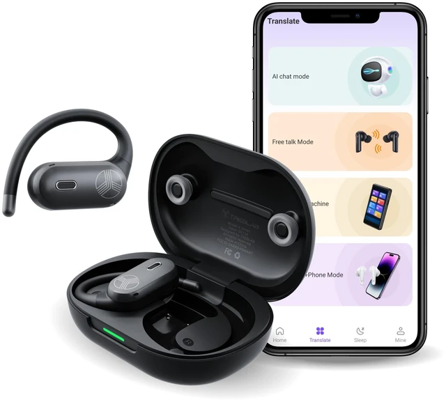 Main image of X-Smart Wireless Earbuds with Translation & AI Assistant 144-language real-time translator, 4 mics, IPX5, earhook secure fit, 8.5H battery, BT 5.4, gaming mode