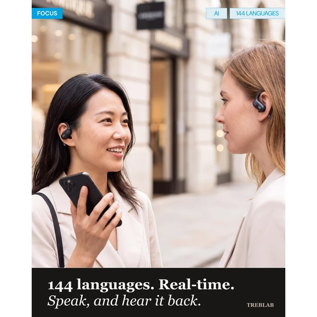 Alt view image 4 of 7 - X-Smart Wireless Earbuds with Translation & AI Assistant 144-language real-time translator, 4 mics, IPX5, earhook secure fit, 8.5H battery, BT 5.4, gaming mode