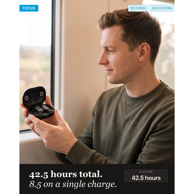 Alt view image 6 of 7 - X-Smart Wireless Earbuds with Translation & AI Assistant 144-language real-time translator, 4 mics, IPX5, earhook secure fit, 8.5H battery, BT 5.4, gaming mode