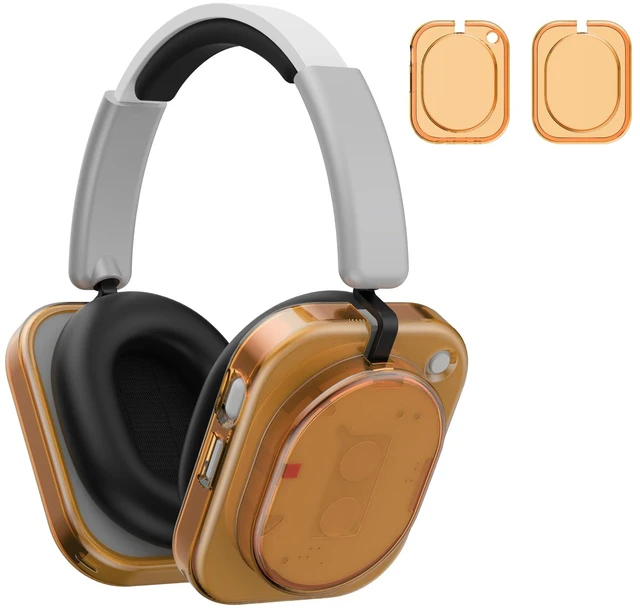 Main image of Shell Case Cover for Nothing Headphone (1) Headphone (Clear Orange) Clear TPU Protective Cover Compatible with Nothing Headphone (1),Ultra-Thin Drop-Proof Shockproof EarCup Case Cover