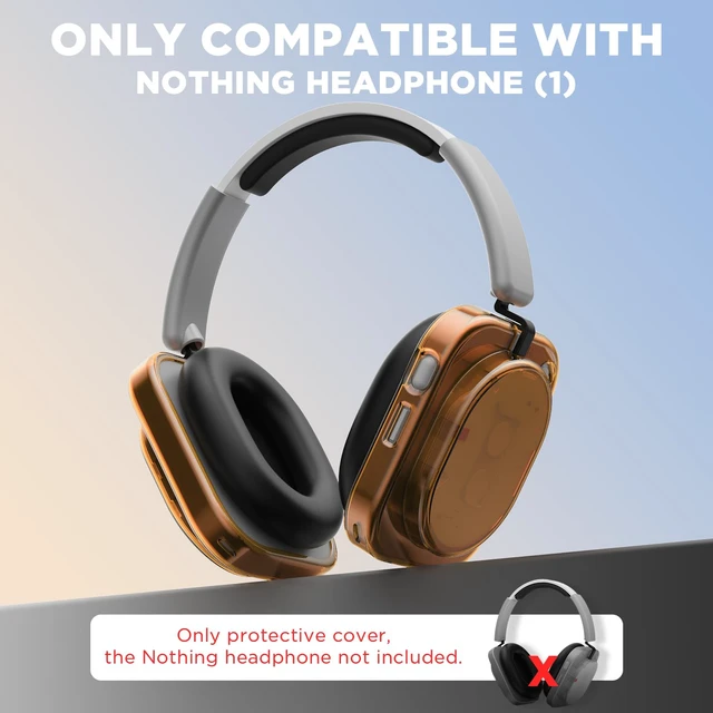 Alt view image 2 of 7 - Shell Case Cover for Nothing Headphone (1) Headphone (Clear Orange) Clear TPU Protective Cover Compatible with Nothing Headphone (1),Ultra-Thin Drop-Proof Shockproof EarCup Case Cover