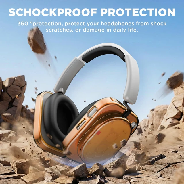 Alt view image 4 of 7 - Shell Case Cover for Nothing Headphone (1) Headphone (Clear Orange) Clear TPU Protective Cover Compatible with Nothing Headphone (1),Ultra-Thin Drop-Proof Shockproof EarCup Case Cover