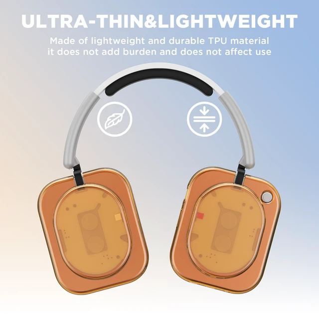 Alt view image 5 of 7 - Shell Case Cover for Nothing Headphone (1) Headphone (Clear Orange) Clear TPU Protective Cover Compatible with Nothing Headphone (1),Ultra-Thin Drop-Proof Shockproof EarCup Case Cover