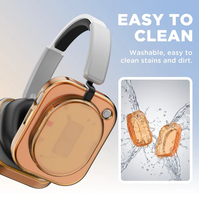 Alt view image 6 of 7 - Shell Case Cover for Nothing Headphone (1) Headphone (Clear Orange) Clear TPU Protective Cover Compatible with Nothing Headphone (1),Ultra-Thin Drop-Proof Shockproof EarCup Case Cover