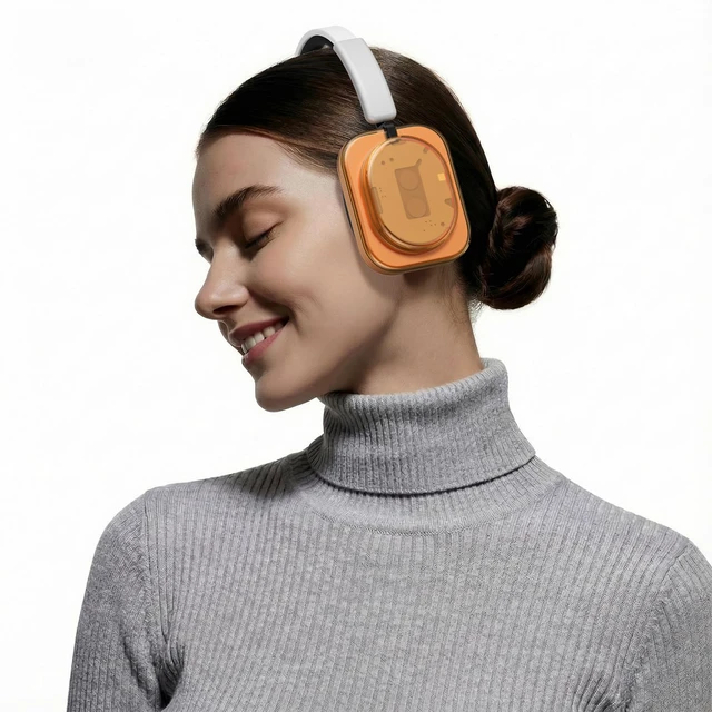 Alt view image 7 of 7 - Shell Case Cover for Nothing Headphone (1) Headphone (Clear Orange) Clear TPU Protective Cover Compatible with Nothing Headphone (1),Ultra-Thin Drop-Proof Shockproof EarCup Case Cover