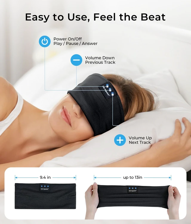 Alt view image 6 of 7 - Sleep Headphones Bluetooth Headband, Wireless Sports Earphones Sleeping Headphone for Side Sleepers with HD Stereo Speakers Breathable Headbands for Running, Yoga, Travel, Women&Men
