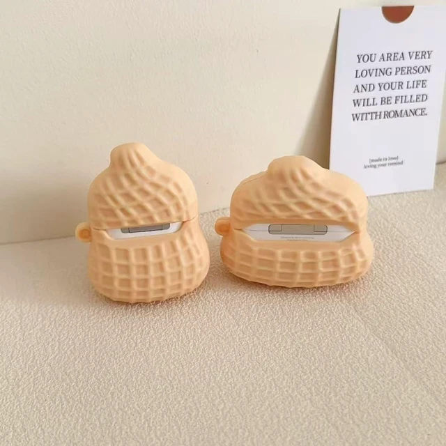 Alt view image 7 of 7 - Earphone Case for AirPods 4, Happy Smiling Sitting Peanut Soft TPU Silicone Case, Good Mood Good Luck Peanut AirPods 4 Cover Protective Skin Shockproof Protector for Earbuds