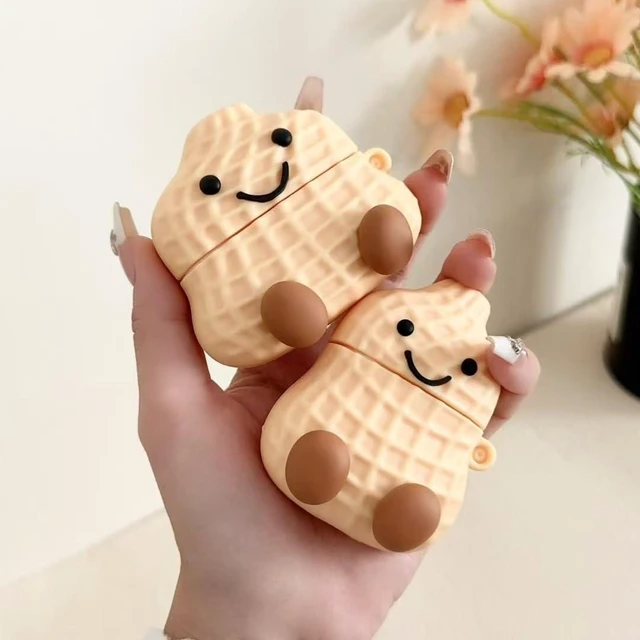 Alt view image 2 of 7 - Earphone Case for AirPods 4, Happy Smiling Sitting Peanut Soft TPU Silicone Case, Good Mood Good Luck Peanut AirPods 4 Cover Protective Skin Shockproof Protector for Earbuds