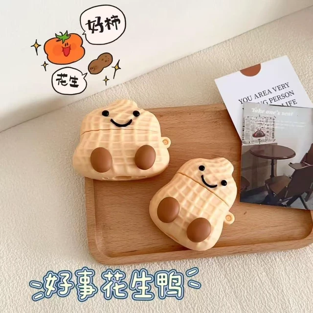 Alt view image 3 of 7 - Earphone Case for AirPods 4, Happy Smiling Sitting Peanut Soft TPU Silicone Case, Good Mood Good Luck Peanut AirPods 4 Cover Protective Skin Shockproof Protector for Earbuds