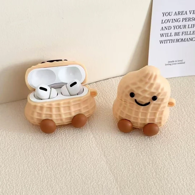 Alt view image 4 of 7 - Earphone Case for AirPods 4, Happy Smiling Sitting Peanut Soft TPU Silicone Case, Good Mood Good Luck Peanut AirPods 4 Cover Protective Skin Shockproof Protector for Earbuds